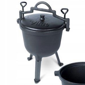 Kociołek Żeliwny na Nóżkach z Pokrywką na Ognisko Grill CAST LINE 8 l