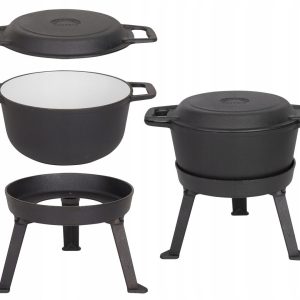 KOCIOŁEK Myśliwski 5 L EMALIOWANY Garnek na OGNISKO PATELNIA Grill Emalia