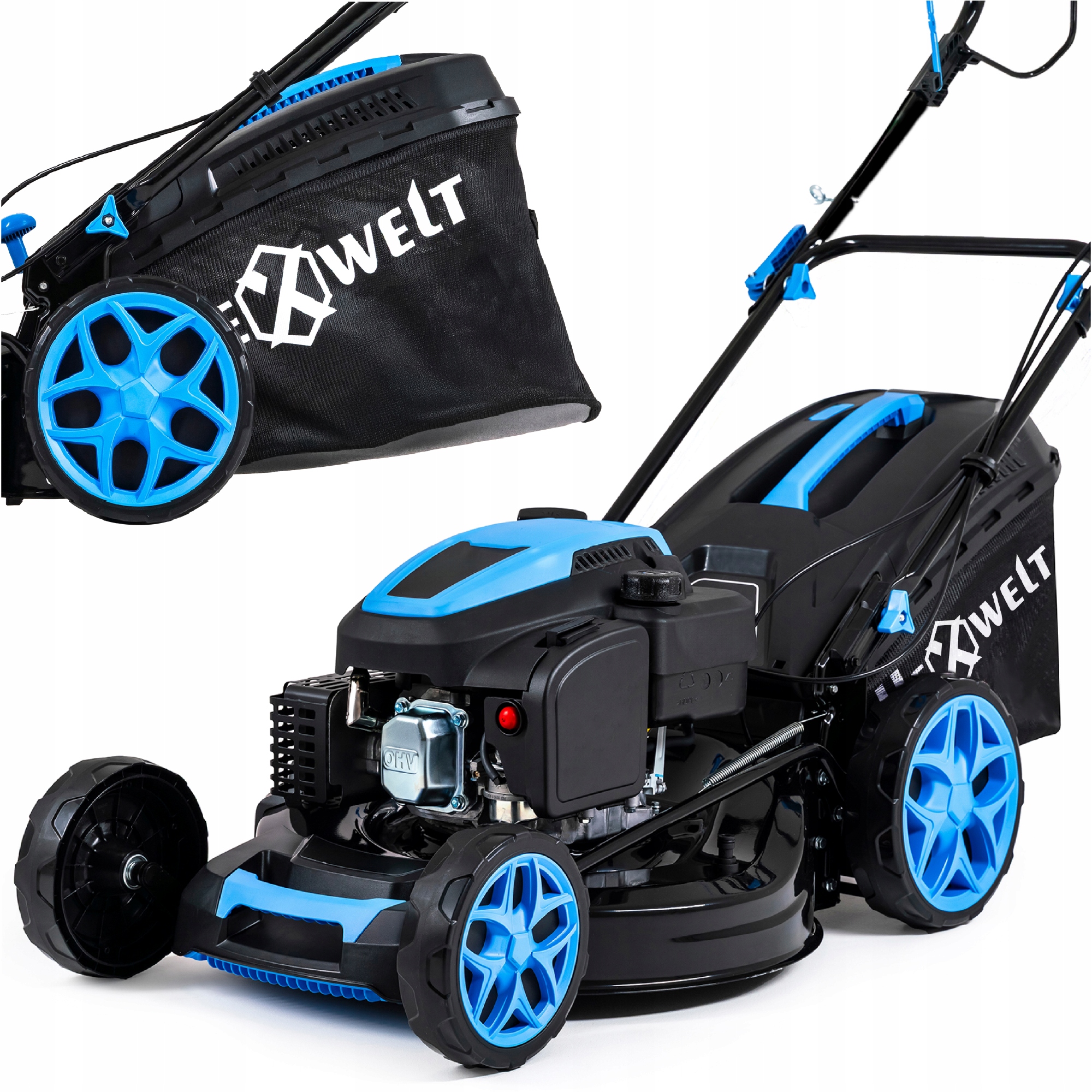 KOSIARKA SPALINOWA Z NAPĘDEM MOCNA SILNIK 200CC NAPĘD 51CM MULCZOWANIE 9w1