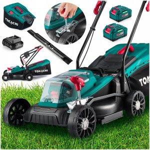 KOSIARKA AKUMULATOROWA 33CM INDUKCYJNA 20V AKU 2x4Ah KOSZ 32L + ŁADOWARKA